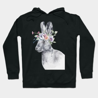 Floral Wild Rabbit Bunny Cottontail Spirit Wildlife Rescue Hoodie